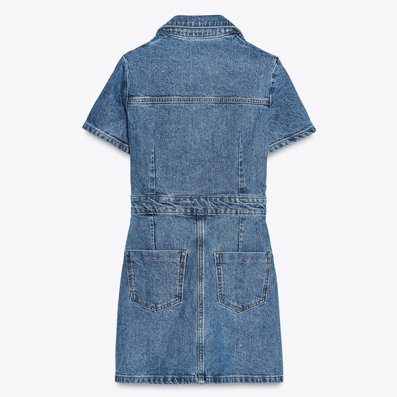 ZARA Z1975 MINI DENIM SHORT SLEEVE DRESS | NWT L - Picture 15 of 15